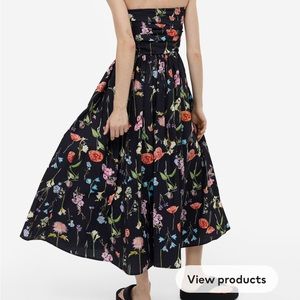 H&M bandeau dress black floral midi dress - new